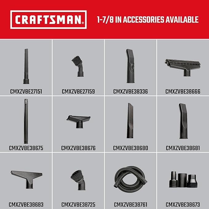 CRAFTSMAN CMXZVBE38676 1-7/8 in. Utility Nozzle Wet Dry Vac Attachment, Industrial-Grade Shop Vacuum Accessory for Cleaning Hard Surfaces, Fits 1-7/8 in. Hose Diameter