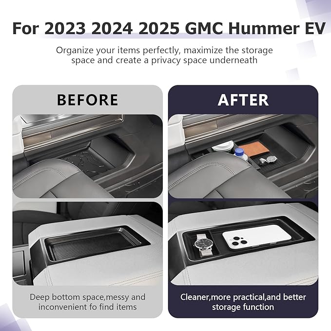 LUWU Center Console Tray Set 2023 2024 2025 2026 Hummer EV SUV Accessories Lower Storage Tray Armrest Console Organizer 2PCS