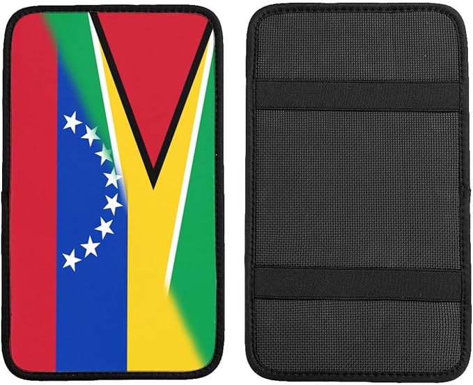 Venezuela Venezuelan Guyana Guyanese Flag Auto Center Console Armrest Cover Car Handrail Box Cushion Pad Mat Universal Fit Most Vehicle Sedan Truck SUV Soft Comfort Decor Accessories