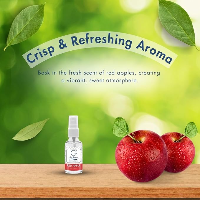 G's Breeze Red Apple Air Freshener – Crisp and Juicy Fragrance of Fresh Apples – Refreshing and Invigorating Aroma for Home, Car, or Office – Brighten Your Space with Fruity Freshness