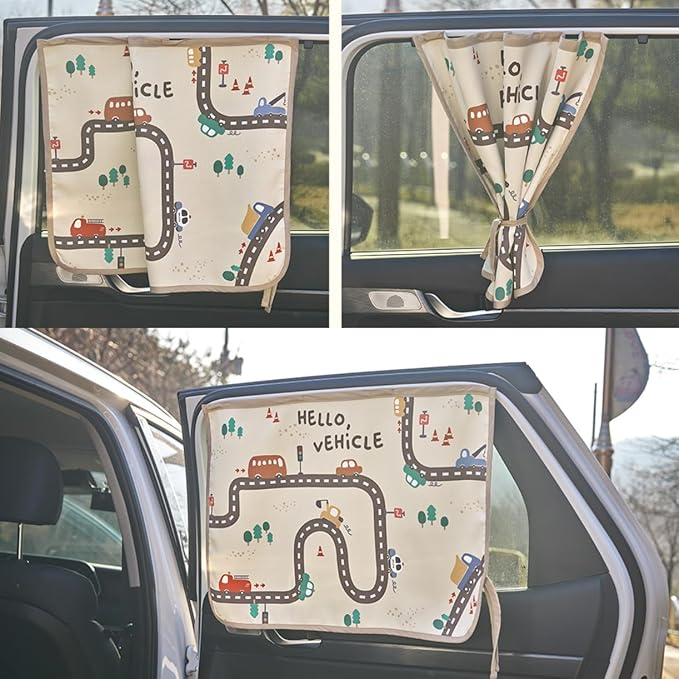 Magnetic Car Sun Shade Curtain for Side Window – Sun Blocker and UV Protector for Baby, Kids, and Pets – Universal Fit with Built-in Magnets for Steel-Framed Door (Hello Vehicle)