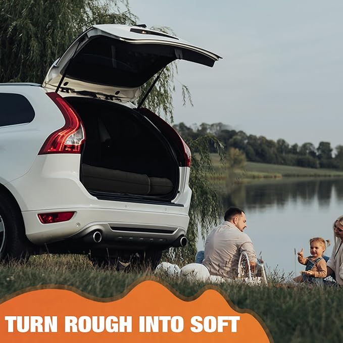 Car Air Mattress Bed: Inflatable Back Seat Air Mattress for Car, Thick Camping Sleeping Pads with 2 Pillows & Air Pumps, Fits Sedan/Truck/SUV, Black