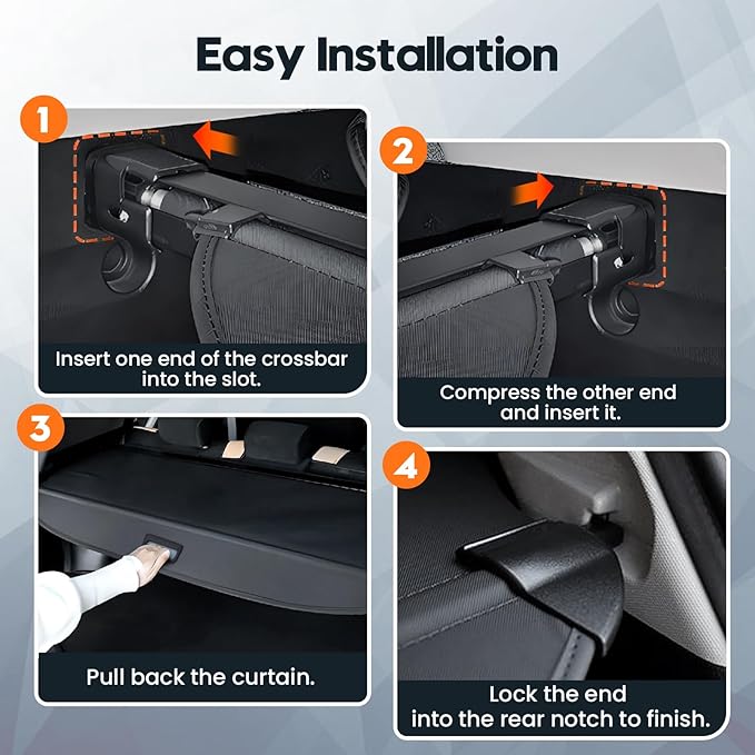 Powerty Cargo Cover for 2026 Hyundai Ioniq 9 Accessories, Carbon Fiber Trunk Cover Retractable Trunk Shielding Shade Cargo Luggage Cover Black