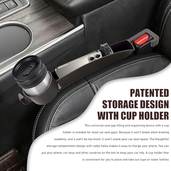 2PCS Car Seat Gap Filler Organizer, Console Side Organizer, Seats Gap Organizer with Phone Holder, Multifunctional Car Seat Filler Gap Space Prevents Things Dropping for Most Vehicles (Brown)