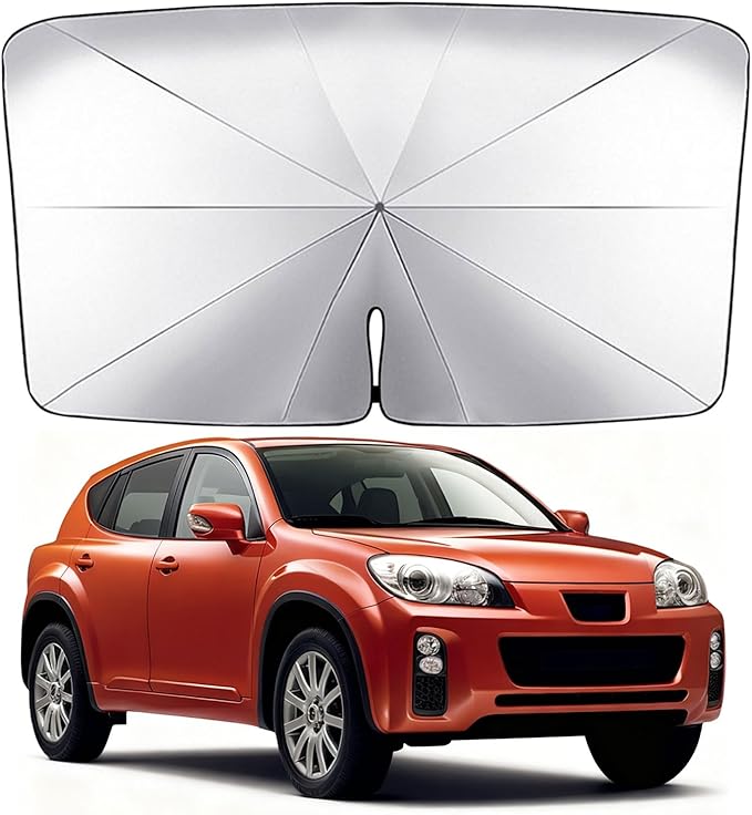 Car Windshield Sun Shade-Sun Ray Reflective Front Window Cover,Foldable Car Sunshade Windshield Umbrella with Bendable Handle for Heat and Sun Protection,Easy to Install for Cars,SUVs,Trucks and Vans