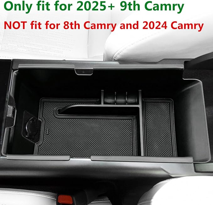 Compatible with Camry XLE or XSE 9th 2024 2025 & Camry LE SE 9th 2024 2025 Center Console Organizer Tray Accessories (Black)