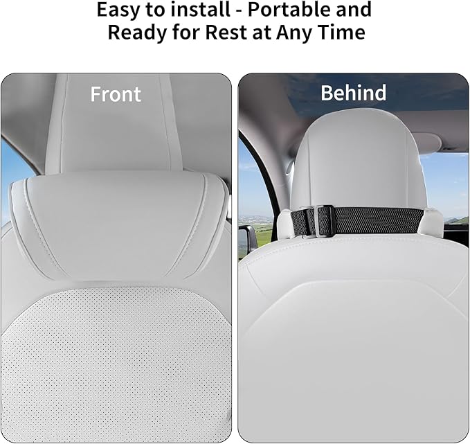 Car Neck Pillow for Tesla Model Y/3/S/X/Cybertruck Memory Foam Headrest Pillow Ergonomic Design Neck Support Seat Headrest Softness Comfortable Car Pillow (White, 2 Pack)