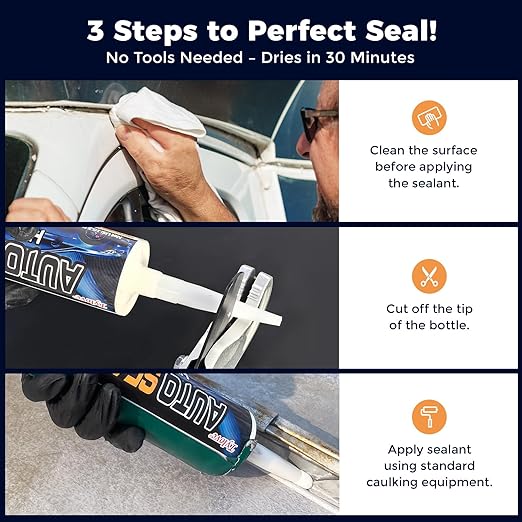 Seam Sealer Automotive-Professional Grade High Strength Waterproof Adhesive for Truck,Marine,Auto Body Repair, Rust & Leak Prevention-Quick Paintable Sealant for Metal,Plastic,RV Roof Sealant White