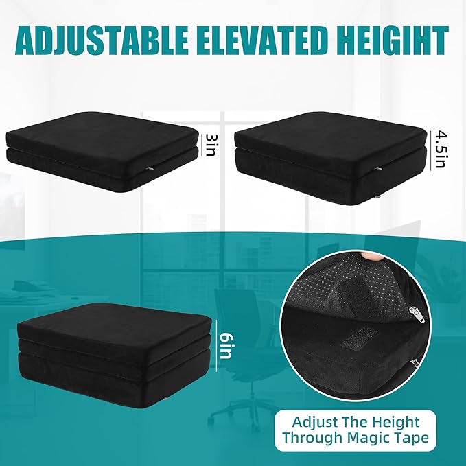 MABOZOO Height Adjustable Chair Cushions, 6 Inch Thick Office Chair Booster Seat Cushion to Raise Height, Extra Thick Seat Pad for Wheelchair, Home, Office, Car(17.7 * 15.7 * 6 Inch)