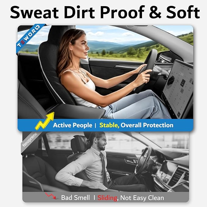 Premium Microfiber Towel Tesla Model Y Juniper/3 Seat Cover, Waterproof | Sweatproof | Machine Washable | Non-Slip, Seat Protector for Tesla Model 3/Y 2016-2026 Interior Accessories - (1Pack, Black)
