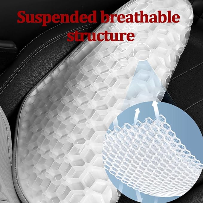 Gel Car Seat Cushion, Soft Cooling Honeycomb Non-Slip Vehicle Seat Bottom Mat for Long Sitting, Breathable Automotive Interior Chair Pad to Reduce Sweat, Universal for Truck SUV RV (Green)