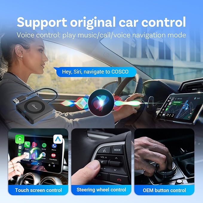 Ottocast Car TV Mate Max - 2025 Fire TV Stick Converter with Wireless CarPlay Android Auto, HD HDMI Car Adapter Cast Video/Game to Car, Works for Wired CarPlay Cars and Most Streaming Devices