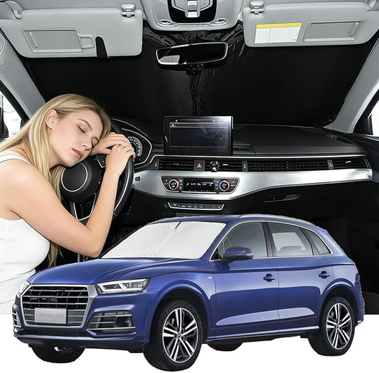 Windshield Sunshade for Audi Q5 2009-2017 Sun Shade Car Windshield Accessories Upgrade 4 Layers Blocks UV Rays Custom Fit Q5 240T Car Window Shades Front Windshield Keep Cool Foldable