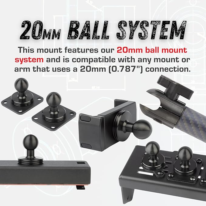 Bulletpoint RubiGrid Metal Dash Mount Phone Holder Compatible with 2019+ Chevrolet Silverado GMC Sierra Multi-Device Holder with 20mm Ball System (Spring-Loaded)