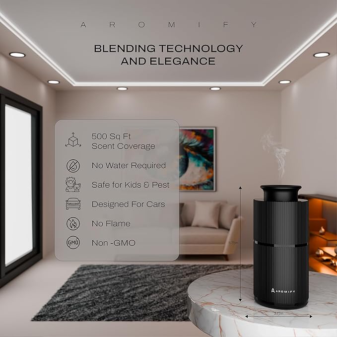 Studio Scent Diffuser Starter Kit with 2 Oils, Home, Car & Office, Waterless Essential Oil Diffuser, Compact & Portable Fragrance Diffuser, Rechargeable, Silent Running, No Residue