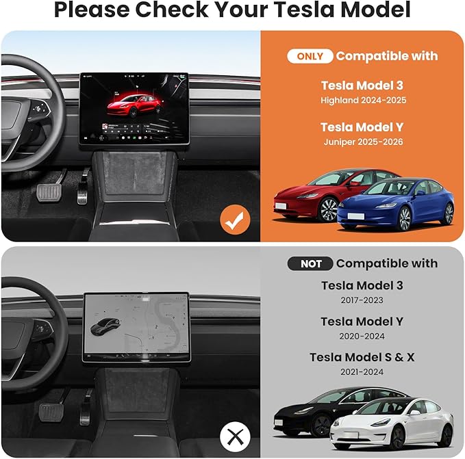 Under Screen Storage Box for Tesla Model Y Juniper 2025 26, Magnetic Hideable Center Console Organizer Tray for Tesla Model 3 Highland 2024 25, with Anti-Slip Silicone Pad, New Model Y 3 Accessories