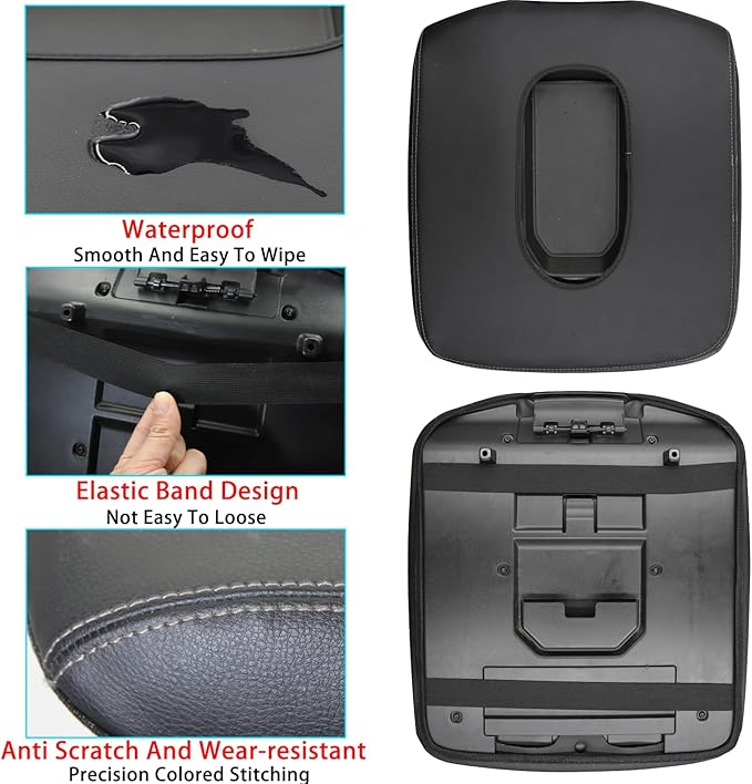Center Console Armrest Cover for Chevy Silverado/GMC Sierra Accessories 2019-2024 2025 Arm Rest Box Pad Middle Console Lid Cushion Leather Protective Case Only for Jump Seat (Gray Stitches)