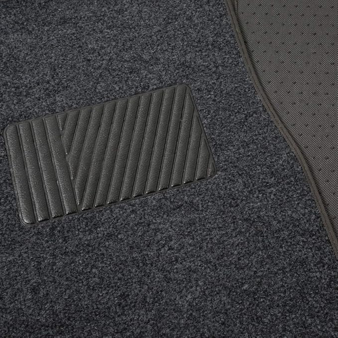 BDK Premium Dark Gray Carpet Floor Mats for Cars - Universal Fit Interior 4-Piece Car Mats Full Set with Vinyl Heel Pad Protector - Cute Car Accessories Interior Floor Covers for SUVs & Trucks