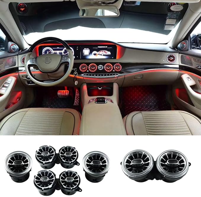8pcs W222 Accessories LED Air Vent Ambient Lights 7 Colors Kit Replacement for Benz S Class W222 S400 S450 S500 S550 S560 S580 S600 S63 S65 NOT for Coupe 2 Doors (7 Colors [2014-2017])