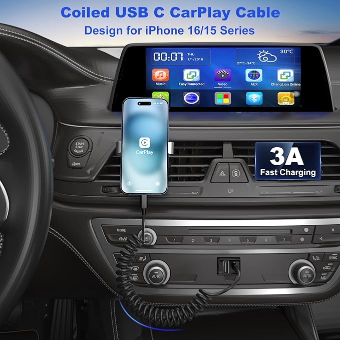 65W USB C Car Charger with Retractable Coiled USB C Cords, OKRAY 4-Port Car Charger PD30W&QC3.0 Fast Charging 12v Cigarette Lighter Adapter for iPhone 17 Air 16e 15 16 Pro, Samsung Galaxy S25 S24 A16