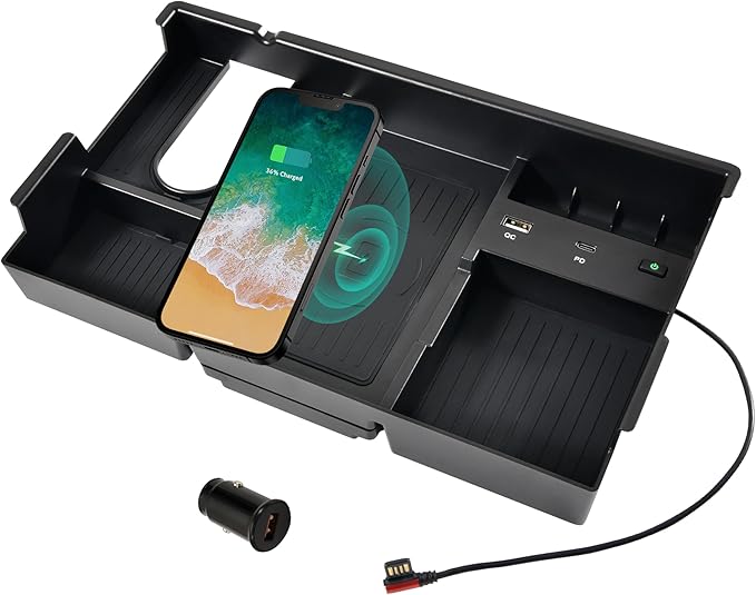 KEWISAUTO Wireless Charger for Toyota Tundra 2014-2021, Center Console Organizer Tray Armrest Storage Fast Wireless Phone Charging Panel Pad for 2014-2021 Toyota Tundra Accessories