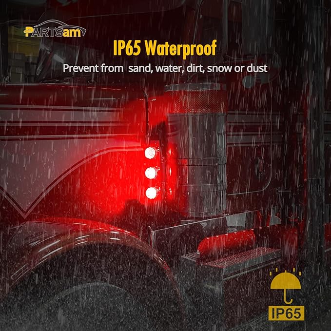 Partsam 1PCS Dual Revolution 17 LED Watermelon Light for Semi Truck, Red Stop Turn Signal and Marker to Green Auxiliary Light, Underglow Light Compatible with Freightliner Kenworth Peterbilt
