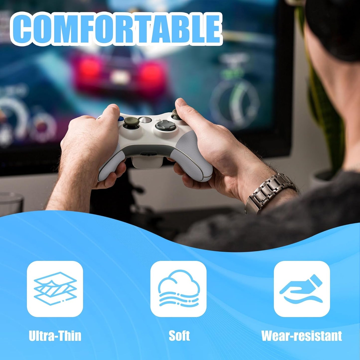 Rubber Grip Tape, Ultra-Thin Strong Adhesive Anti-Slip Waterproof Heat Resistant Wear-Resistant Cushion Pad, Making Handles or Contact Surfaces Safer, with Grip and Comfort (Gray, 4In x 10Ft)