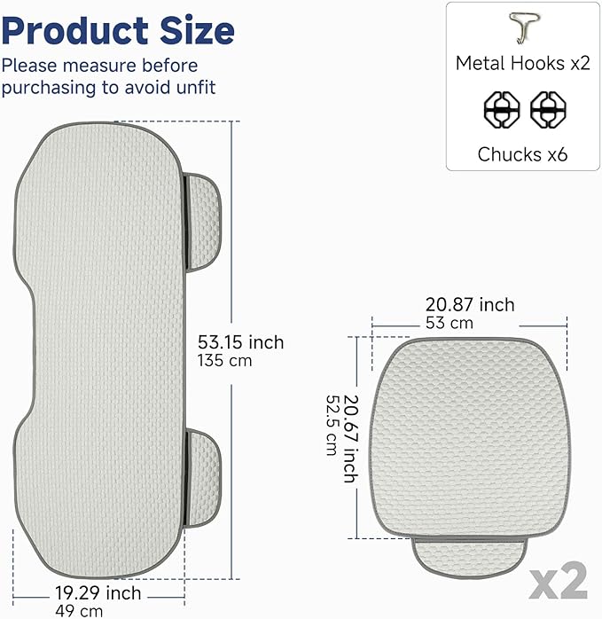 West Llama Car Seat Covers Full Set,Ice Silk Bottom Seat Covers for Cars Include 1 Pair Front Driver Seat Pad Mat and 1 Rear Bench Cover for SUVs,Cars,Sedans(3PC-White)