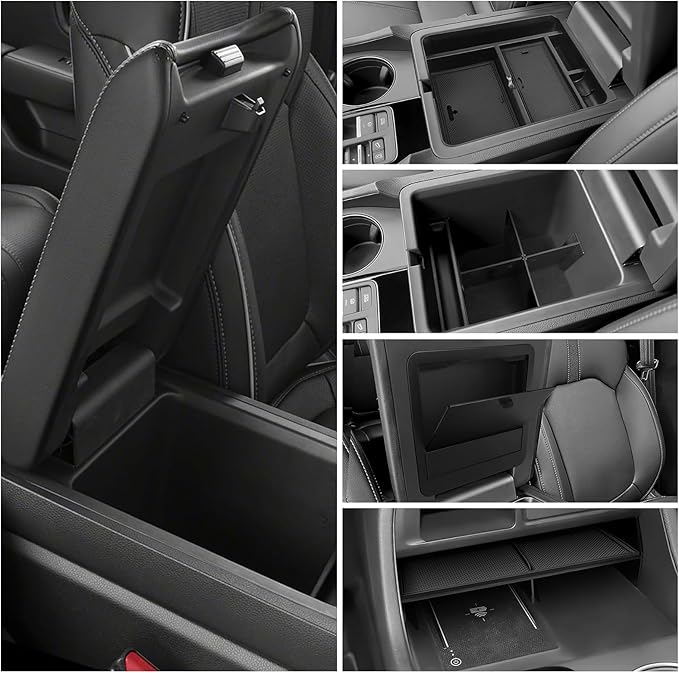 YOJOJOCO 4PCS Center Console Organizer Compatible with Honda 2023 2024 2025 2026 Pilot ＆ 2026 Passport Accessories Armrest Hidden Storage Box Secondary Compartment Organizer Insert Secondary Tray