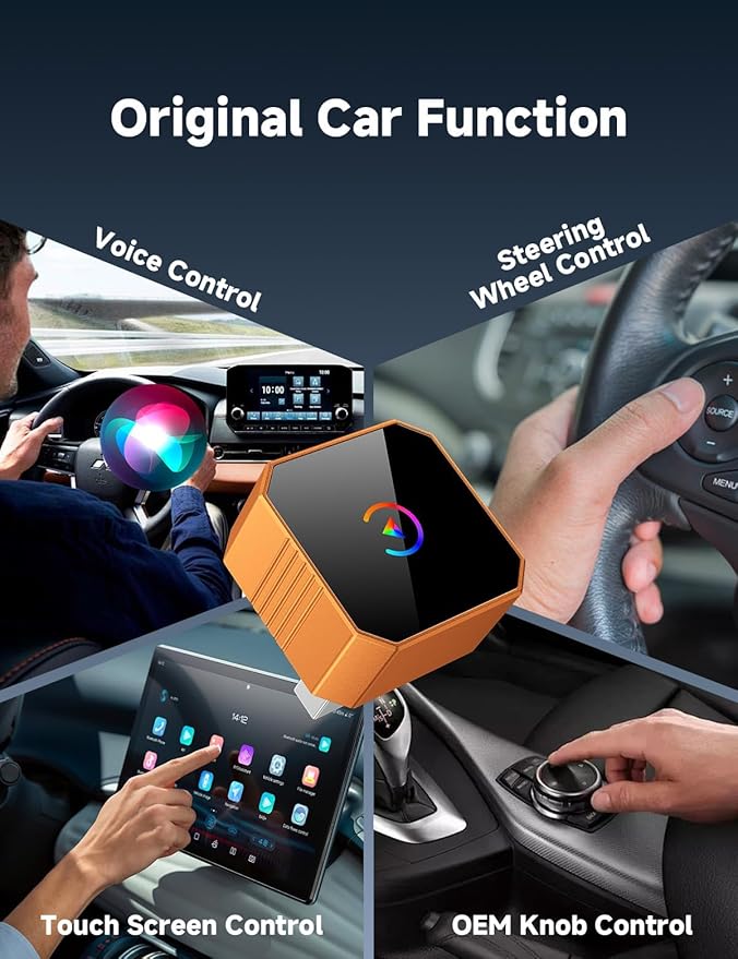 Aimoon 2026 Upgraded Wireless CarPlay Adapter for iPhone＆Android, Car Play Mini Wired to Wireless Adapter for CarPlay ＆Android Auto Plug and Play Stable Connection & No Latency for iPhone iOS 10+