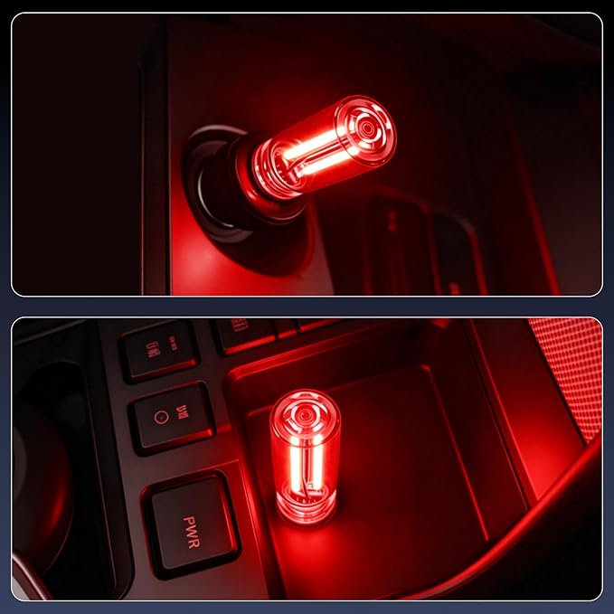 iFunyLED Car Interior USB LED Night Light, Portable Touch dimmable Car Ambient Lighting Kit, Retro Mini Transparent Glass Bottle Lamp Decorations for Vehicle Camping Bedroom Hallway, Pack of 2(Red)