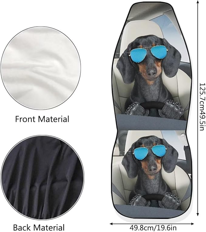 Funny Dachshunds Front Seat Covers for Cars Decorative Automotive Car Interior Covers Anti-Slip Seat Cover for Full Back and Seat Universal Fit for Cars Trucks SUVs