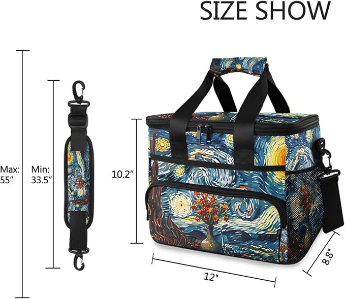 Cooler Bag Insulated Picnic Bag Large Lunch Box Reusable Tote Bag Soft Sided Portable Beach Cooler Grocery Camping