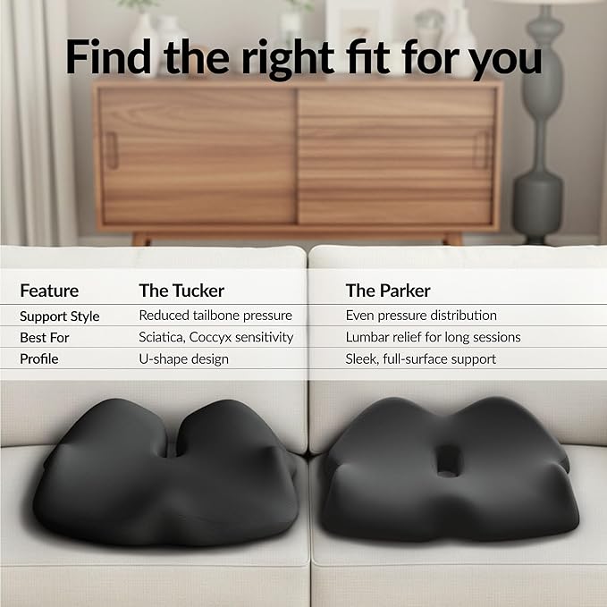 Everlasting Comfort Elevate Series Doctor Recommended Memory Foam Seat Cushion for Office Chairs & Car - Ergonomic Office Desk Accessories - Cushions for Tailbone Pain Relief, Sciatica