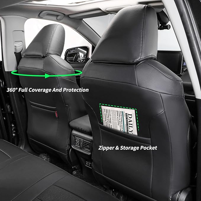 coverdream RAV4 Seat Covers Custom Fit for 2019-2024 2025 Toyota RAV4 LE,XLE,XLE Premium,Limited SUV Seat Cushion,Luxury Waterproof Leather Car Seat Protector(Full Set,Black)