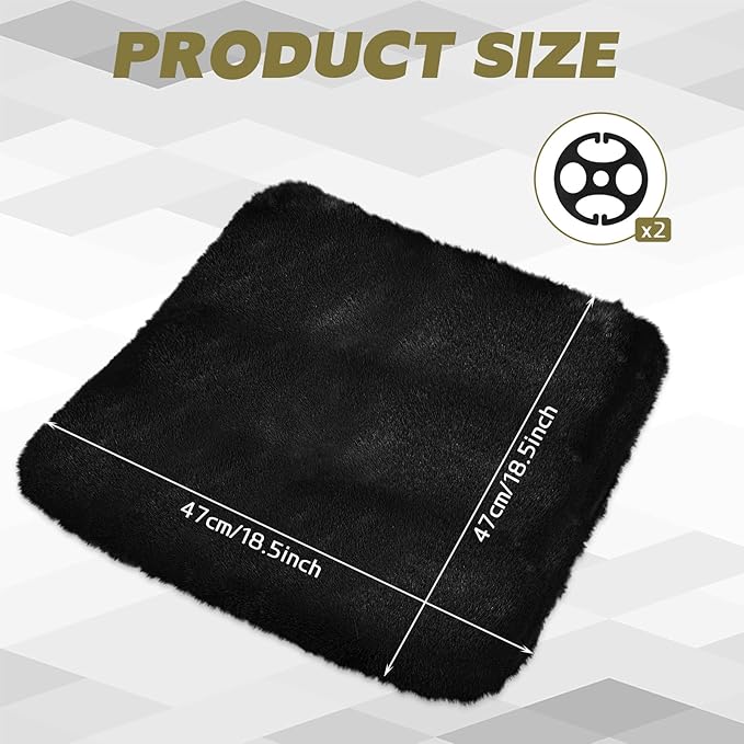 wuyaoyao Sheepskin Car Seat Cushion, Soft Comfort Fur Wool Car Seat Covers, Winter Warm Auto Front Seat Cushion Pad, Fuzzy Seat Bottom Protector Universal for Vehicle Office Chair (Black)