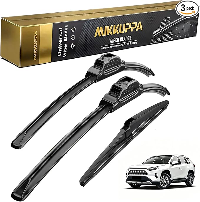 MIKKUPPA 26"+16"+12" Windshield Wiper Blades Replacement for 2019-2025 Toyota RAV4, 2006-2015 Mazda 5,Front & Rear Wiper Blades, Durable Stable Quiet All Season (Pack of 3)