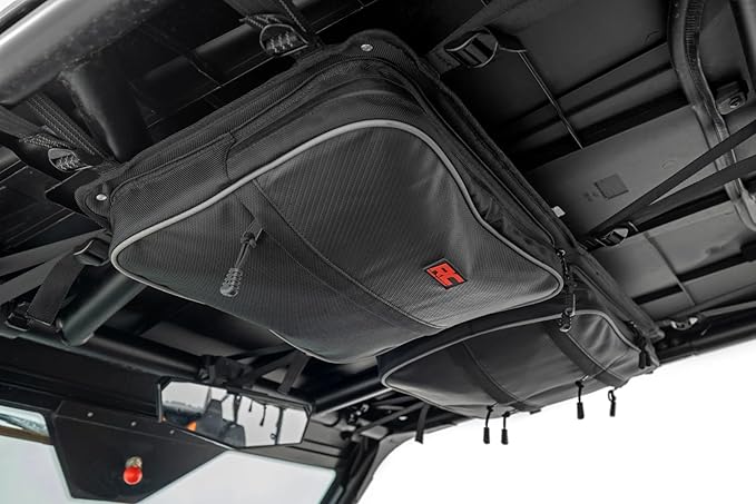 Rough Country Overhead Roof Storage Bag for Polaris RZR & Can-Am Defender MAX – 1680D Water-Resistant UTV Roof Cargo Bag