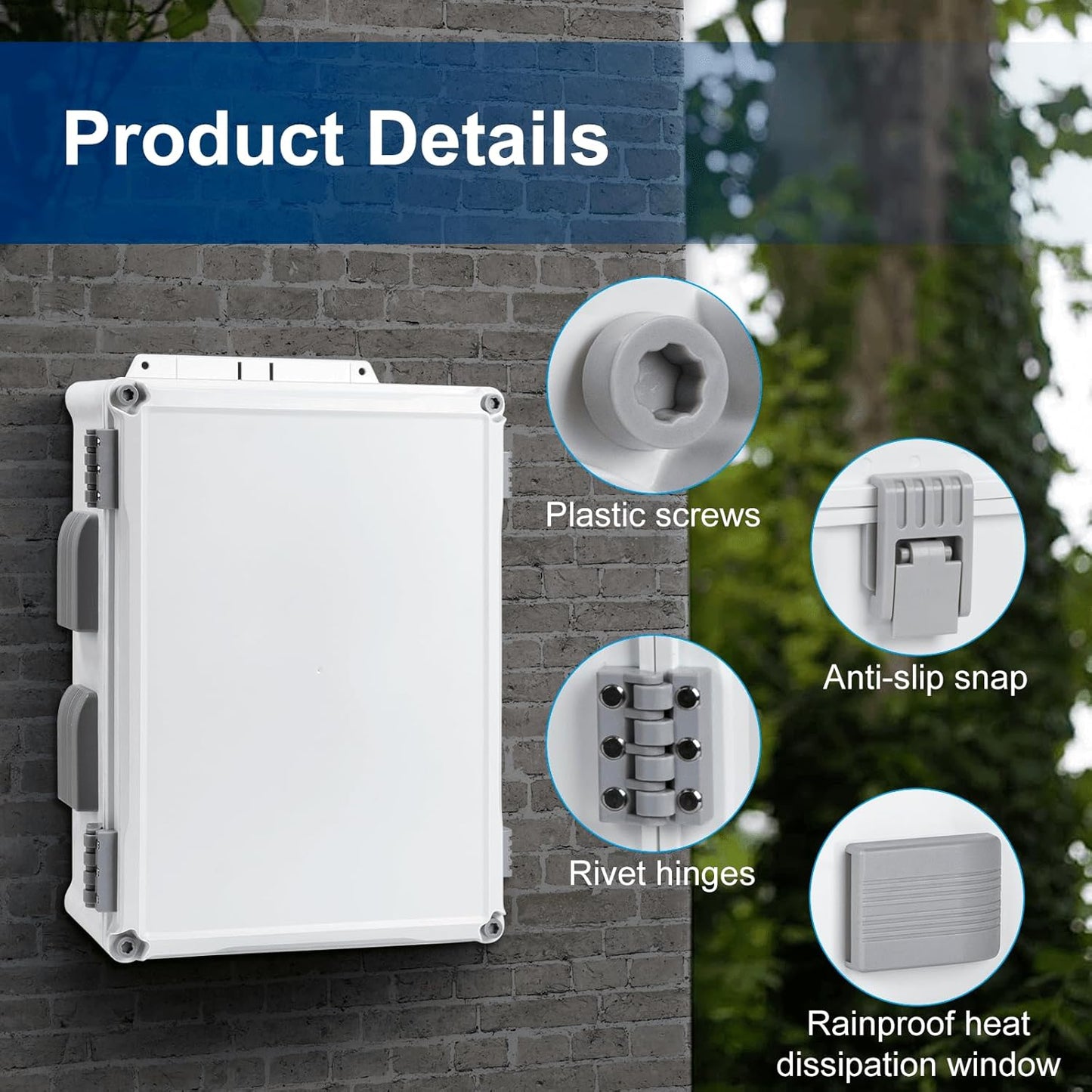 Outdoor Electrical Junction Box, ABS Water Resistant Enclosure with Internal Mounting Panel & Hinged Cover (15" H x 11" L x 6" W)