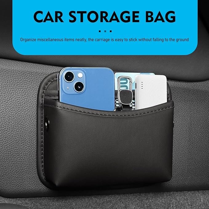 Car Storage Pouch,Multi-Pocket Centre Console Storage Box,Car Interior Portable Mounting Parts,Universal for Most Cars (Black)