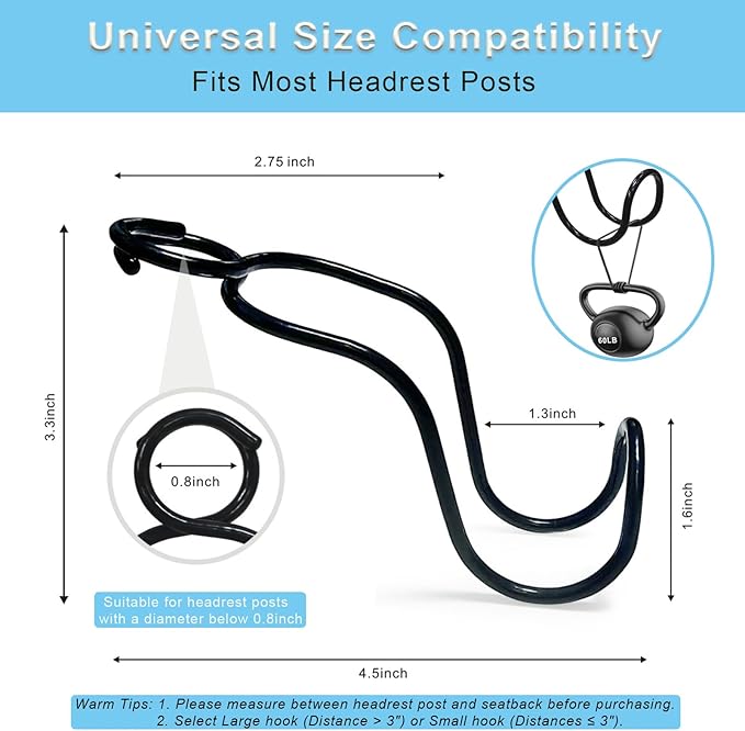 Car Hook for Purses and Bags 4 Pack Headrest Hangers for Backseat Storage Hard Hat Hanging Holder for Truck Car Stuff for Women Automotive Necessities Accessories New Driver Gifts (4 * Small Size)