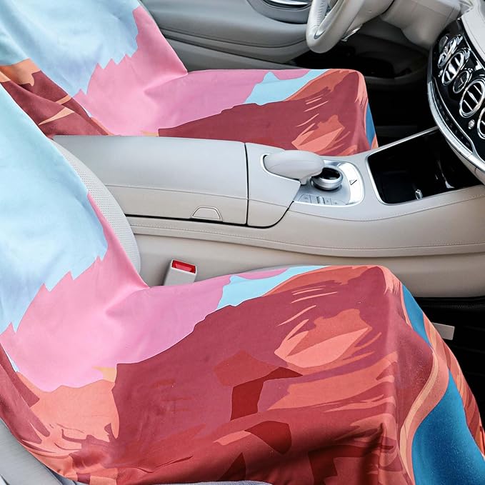 2 Pack Car Seat Towel Covers with Storage Bag 63 x 32 Inch Athletic Running Towel Seat Sweat Washable Non Slip Cover Gift for Car Outdoor Sport Activities (Grand Canyon)