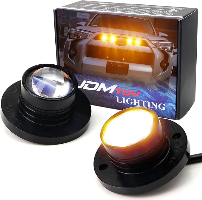 iJDMTOY Pair 12-Chipset High Power LED Surface Flush Mount Strobe Flash Lighting Kit Compatible with Jeep Car Truck SUV 4x4 Side Markers, Lights, Amber Color