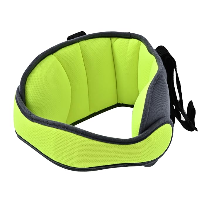 Child Car Seat Head Support Band, Adjustable Child Head Band Strap Headrest for Kids, Breathable, Safety Head & Neck Pillow Support - A Comfortable Sleep Solution, Grey & Fluorescent Green