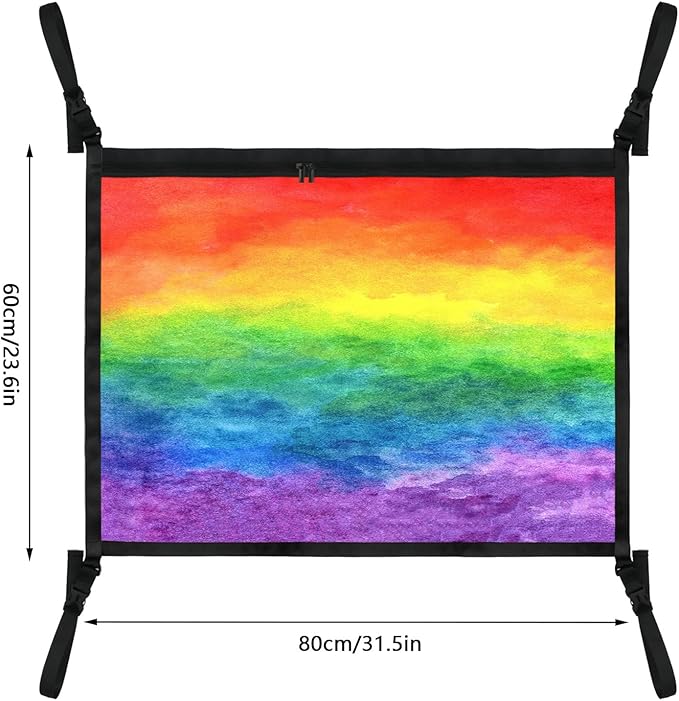 Rainbow Car Ceiling Cargo Net Pocket Hanging Storage Bag with Zipper 31.5"x21.6" Double-Layer Mesh Car Roof Storage Organizer Long Road Trip Truck SUV Travel Camping