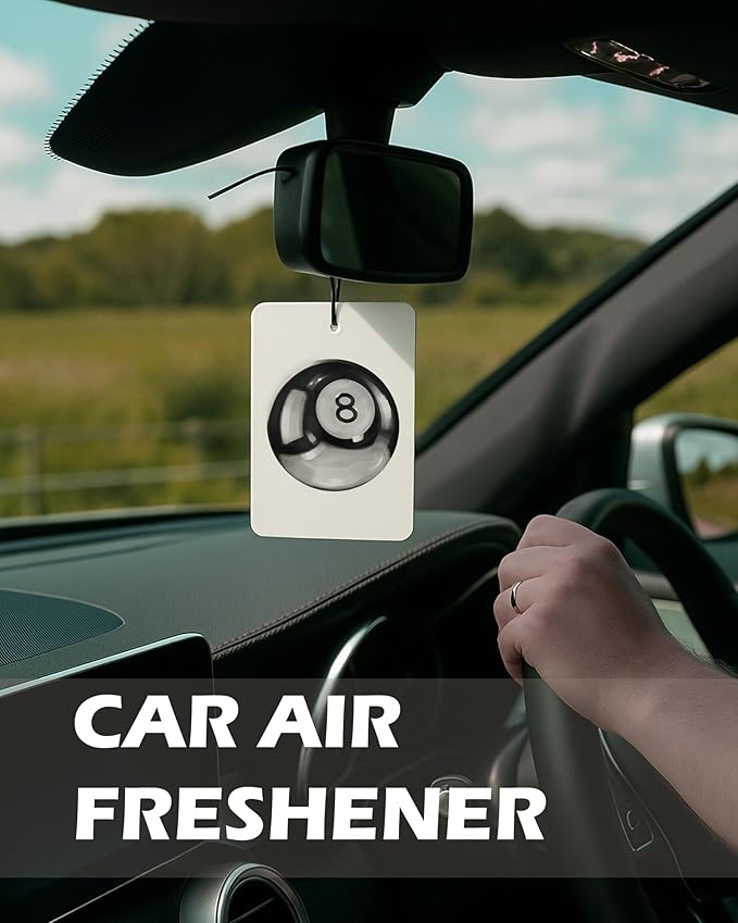 Retro Black Girly Cologne Car Air Freshener 4 Pcs, Trendy Cute Lucky 8 Ball Poker Ticket Hanging Air Freshener for Cars Bathroom Dorm Books Decor, Vintage Accessories Gifts for Women Girls