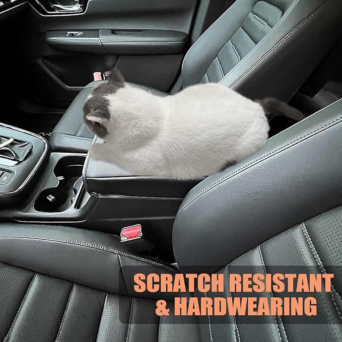 For Honda CRV 2026 2025 2024 2023 Center Console Cover - Vegan Leather Soft Armrest Protector for Honda CR-V LX EX Sport Hybrid EX-L Sport Touring Hybrid Accessories 2023-2025 2026 (Gray Stitches)
