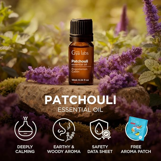 100% Pure Patchouli Essential Oil - 0.34 Fl Oz - Patchouli Oil for Hair, Skin, Diffuser, Aromatherapy & DIY Candle Making Scent