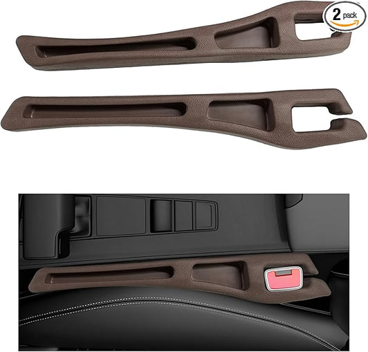 2 PCS Car Seat Gap Filler Organizer, No Drop Vehicle Seam Plug Organizer with Storage Slot, Multifunctional Console Side Gap Filler for Most Vehicles, Car Accessories (Brown)
