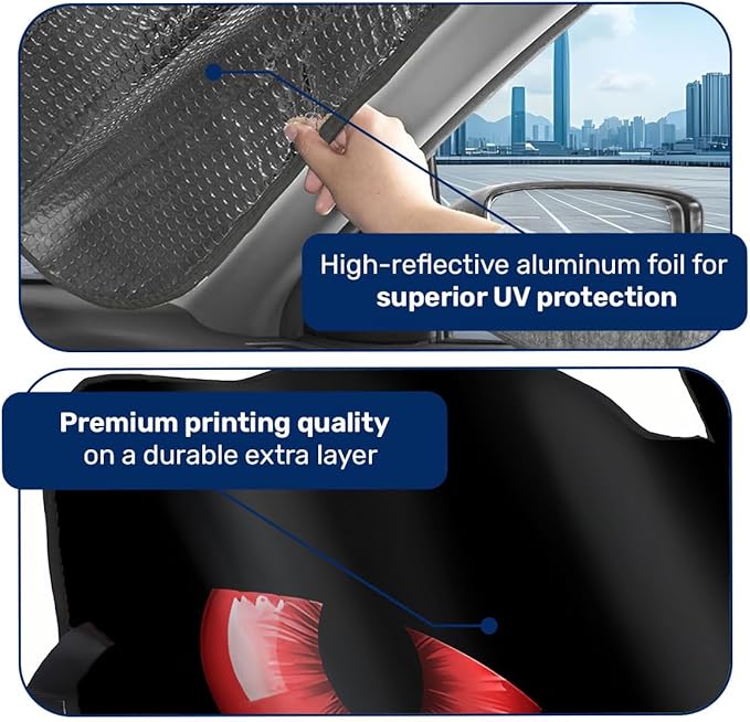 GENANY Evil Eyes Windshield Sun Shade for Car SUV Truck (55x30 inches), Sun Shade Windshield, Shades for Windows, Protector Blocks UV, Car Decor